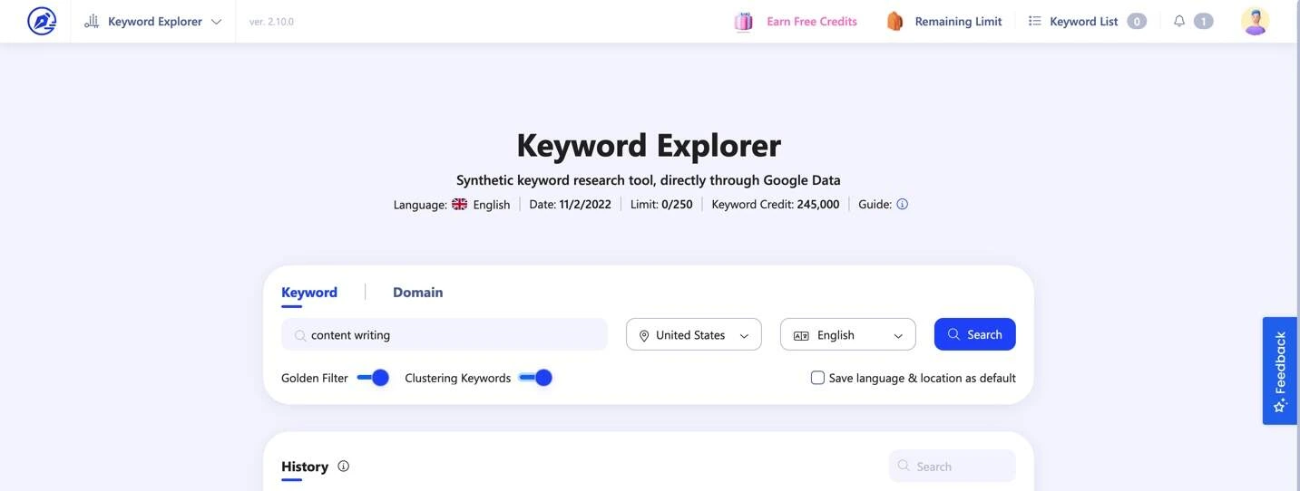 WriterZen's Keyword Explorer tool